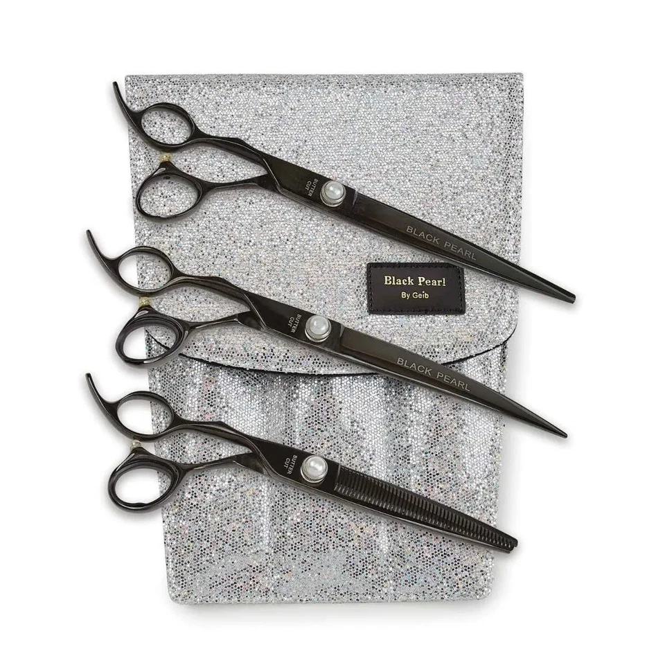 Left Hand Black Pearl Grooming Shears Titanium Coated Pro True Lefty Dog Cat - Image 2 of 4