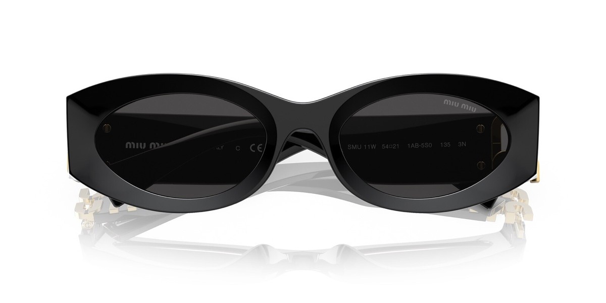 MIU MIU Sunglasses MU 11WS 1AB5S0 Black Gold Dark Grey Lens Women