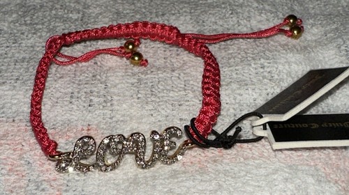 Juicy Couture Pave Silver Crystal Love” Charm Friendship Pink Rope ...