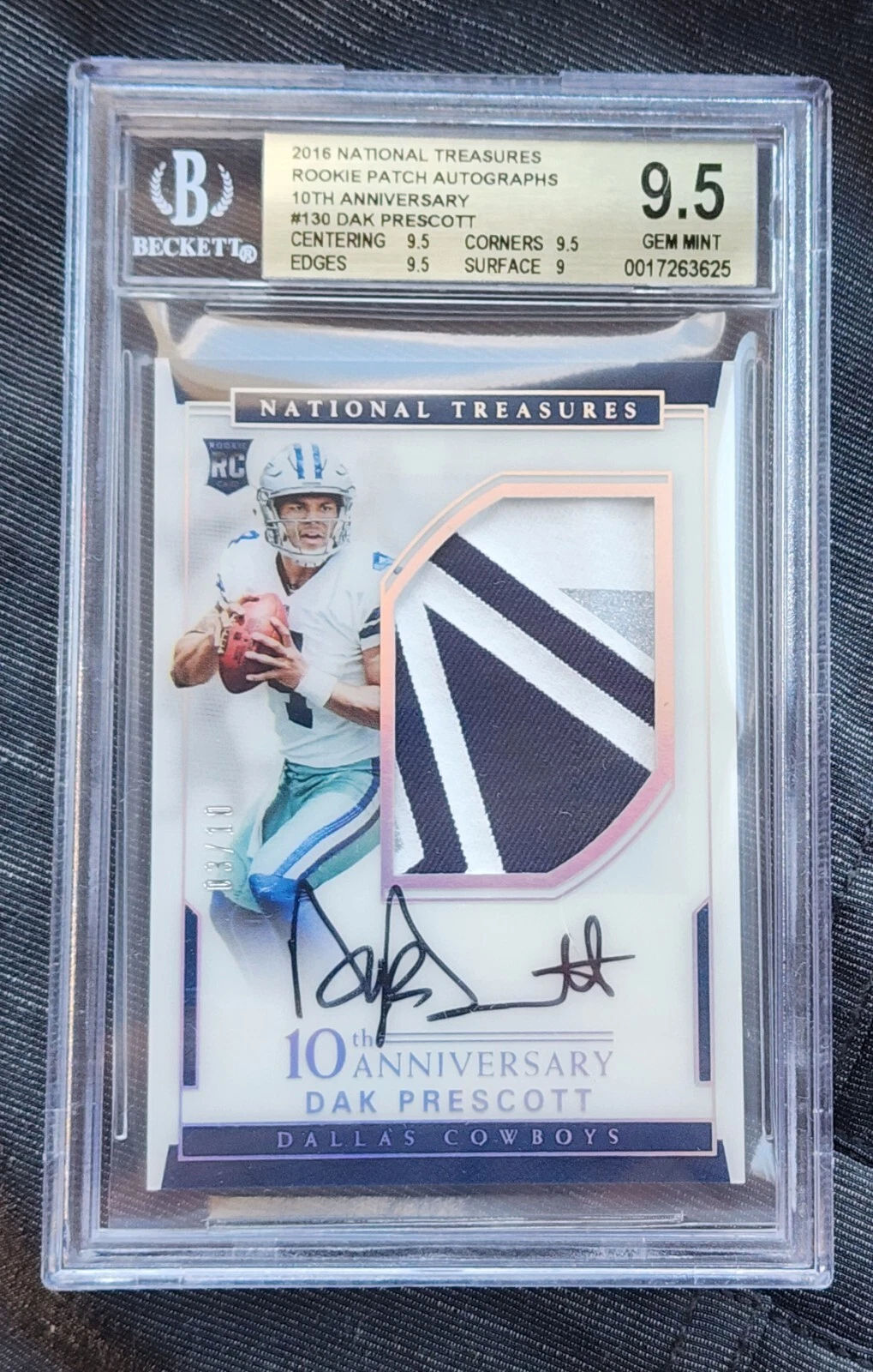 Dak Prescott Panini National Treasures #130 Patch Autograph-10th Anniversary