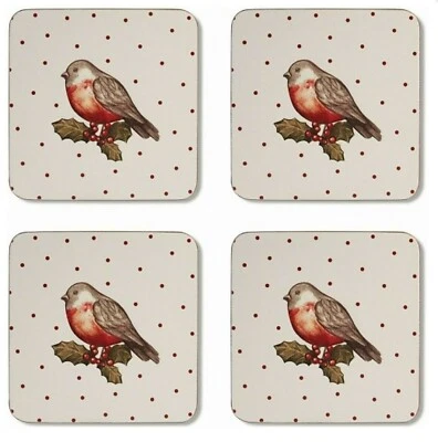 4er Set Untersetzer Korkunterseite Red Robin Motiv Rotkehlchen Cooksmart - Bild 1 von 4