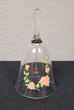Avon 24% Full Lead Crystal Clear Glass Bell with Pink Roses