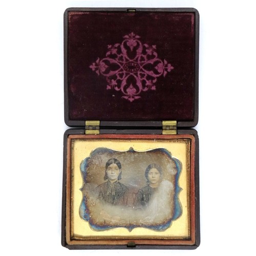 1880s Antique Thermoplastic Union Case Ambrotype Photograph Sisters Women - Picture 8 of 8