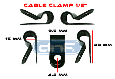 100 PCS PACK 1/2'' Inch R-Type CABLE CLAMPS NYLON BLACK HOSE WIRE ELECTRICAL UV