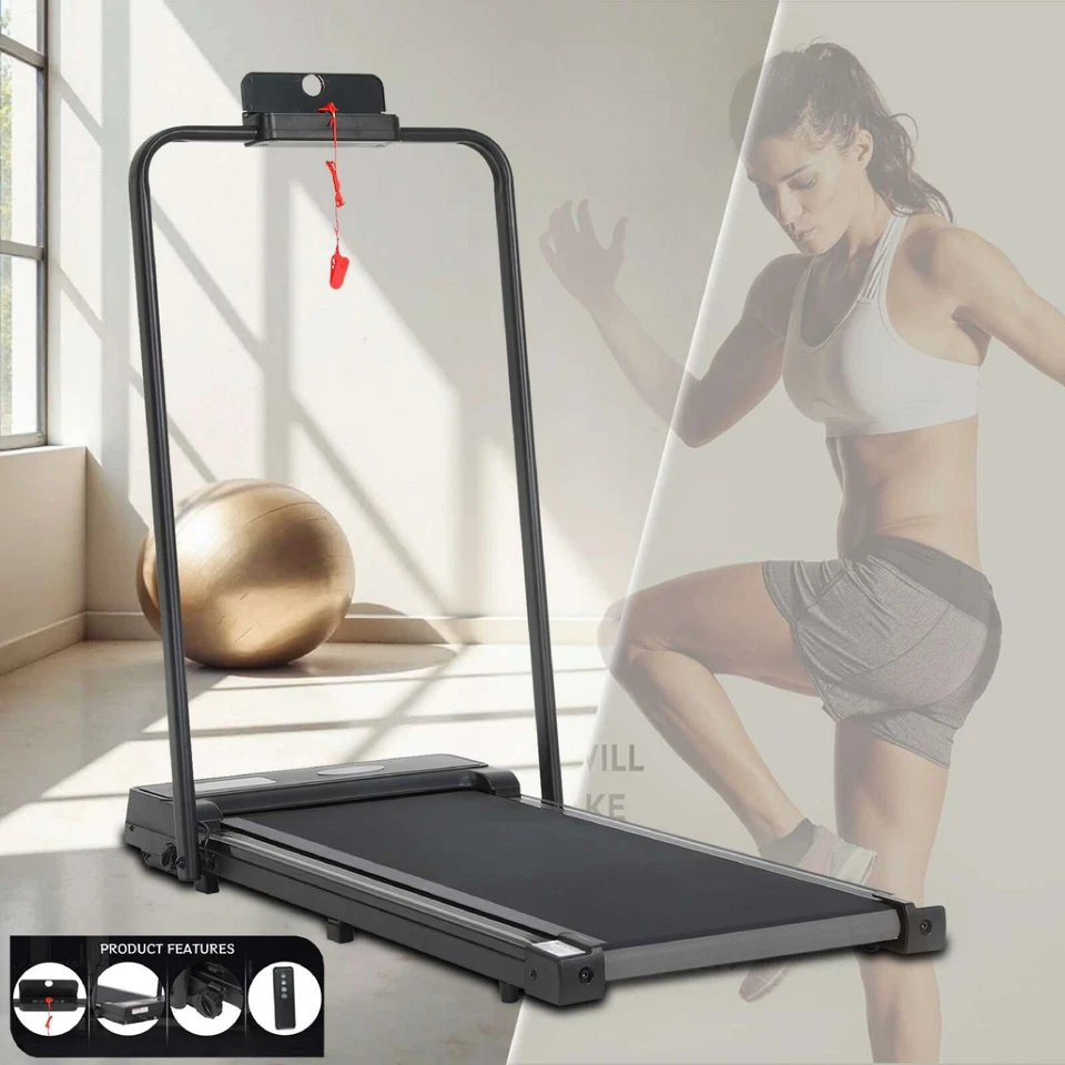 2-in-1 Foldable Under Desk Walking Pad Treadmil with Emergency Stop + Remote . - Image 4 of 4