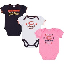 3-Pack Baby Girls Chicago Bears Short Sleeve Bodysuits
