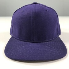 Vintage New Era Snapback Hat Youth Size Purple Wool Blend Flat Brim Made In USA