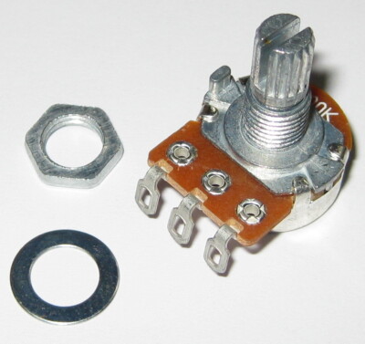 Linear (B) Taper 100k Ohm Potentiometer - 6mm (1/4'') Shaft - 1/8 Watt 100000 Ohm