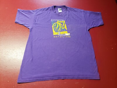 Vintage 1998 Cascade Bike Club T-Shirt Purple XL 100% Cotton FOTL Dbl Sdd