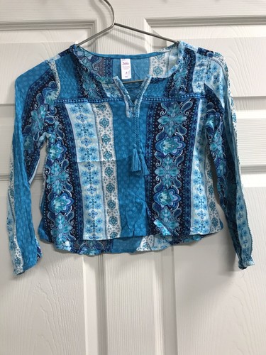 Justice Grey Hooded Sweatshirt & Blue Boho Top - Size 6/7 - Picture 8 of 11