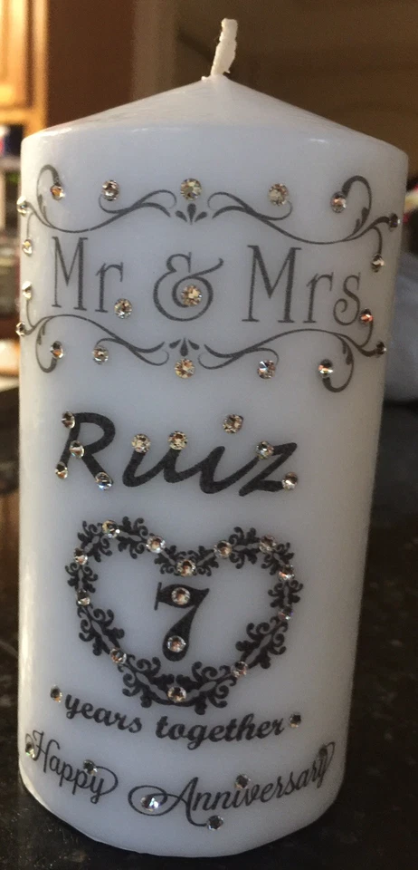 Velas personalizadas aniversario/boda hechas con cristales de Swarovski vela monograma Foto 3 de 4