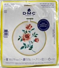 NEW 2018 DMC Rose BK1830 Counted Cross Stitch Kit 6" Diameter Hoop Flowers 15359