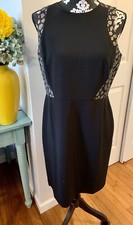 Ann Taylor 10p Black Gold Gray Metallic Animal Print Sleeveless Sheath Dress