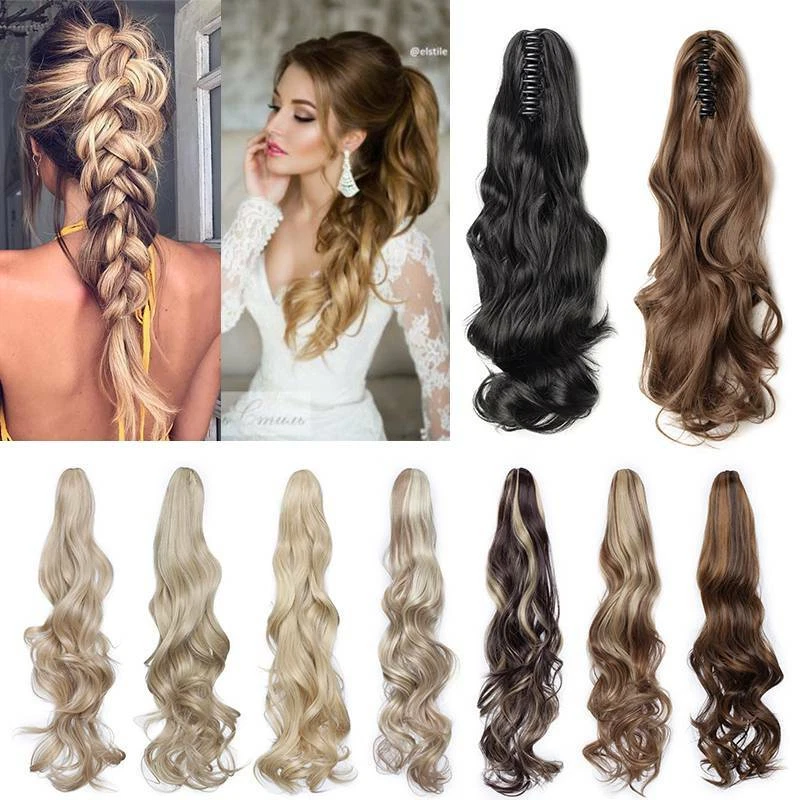 Real Thick Ponytail Jaw Clip in Pony Tail Hair Extensions As Human Straight Wavy - Изображение 4 из 4