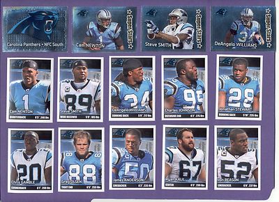2012 Carolina Panthers Sticker Set CAM NEWTON STEVE SMITH GREG OLSEN DEANGELO
