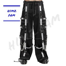 Goth Bondage Men Pant Black Reflective Techno Punk Rock Chain Shorts Handmade