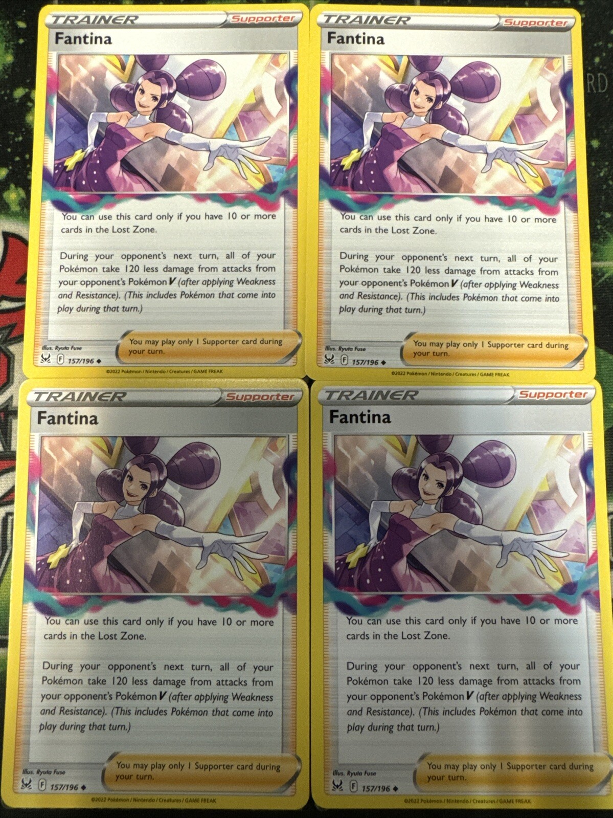 Fantina 157/196 - Lost Origin - 4x Pokemon Trainer Card - Playset X4 NM