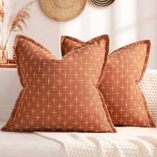 Pillow Covers 24x24 Set of 2 Soft Polyester Textured Pillow Covers with