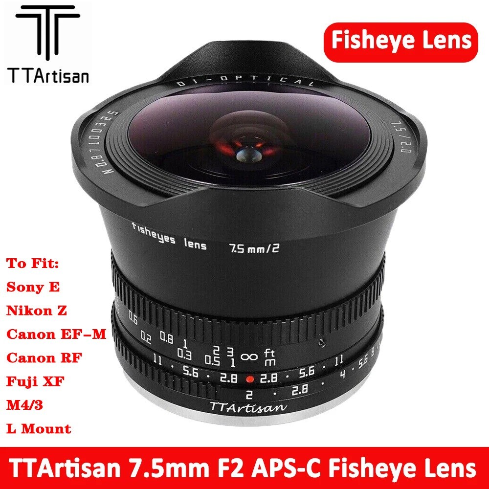 TTartisan 7.5mm F2.0 APS-C MF Fisheye Lens for Sony E Canon RF EF