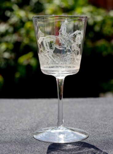 Wunderschönes fein geätztes Rennpferd & Jockey-Stamm 41⁄2 Zoll Trinkglas #1 - Bild 1 von 4