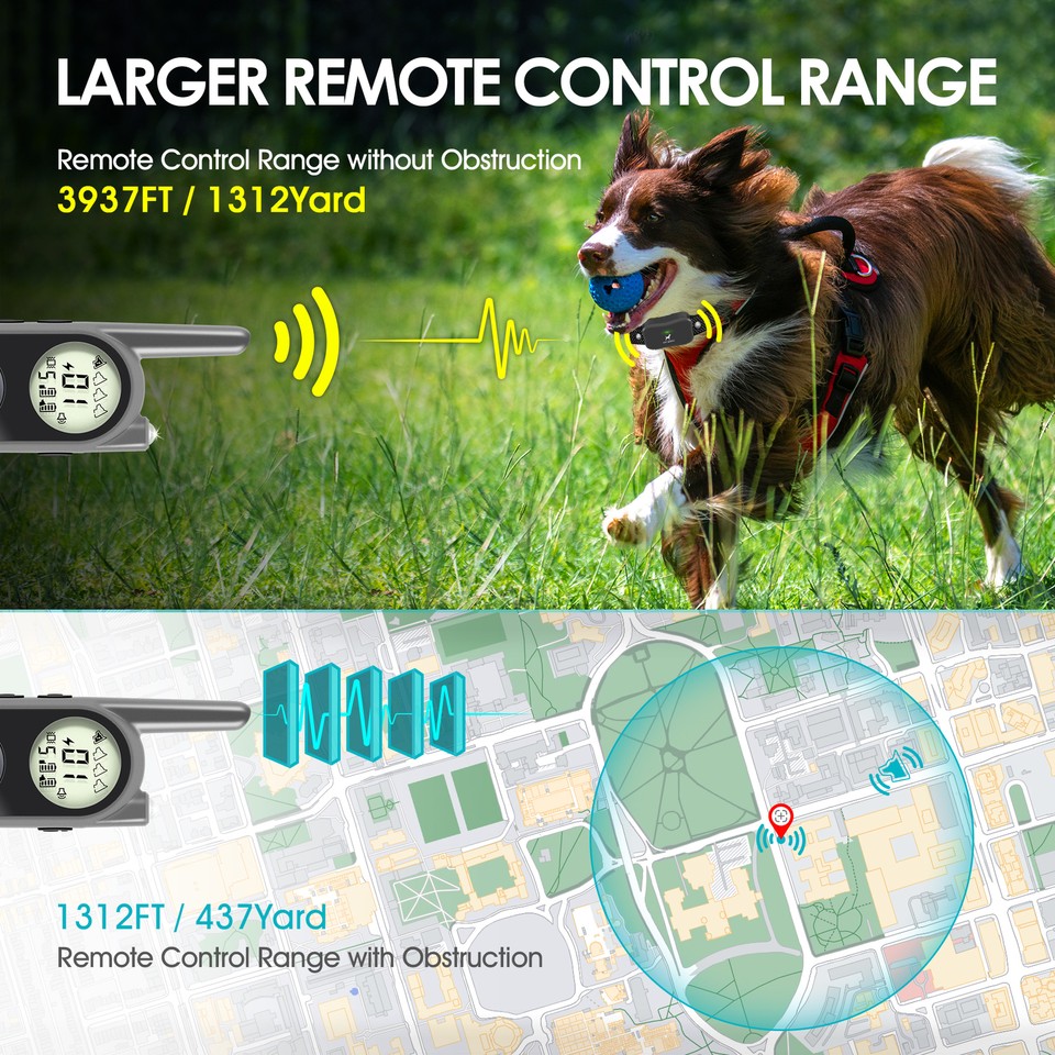Black Waterproof Dog Training Collar Pet 500m Remote Control Rechargeable CAI38 main image 1
