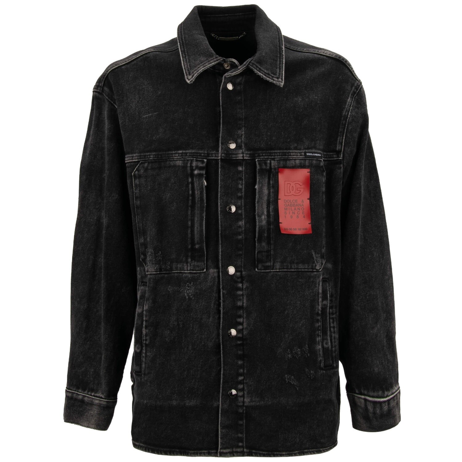DOLCE & GABBANA DG Logo Milano Distressed Denim Oversize Jeans Jacket Shirt