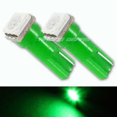 2x Green 1 SMD LED 12v T5 Interior Instrument Panel Gauge Wedge Light Lamp Bulbs