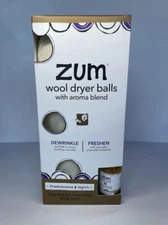Zum Wool Dryer Balls Set of 3 Frankincense Balls + 1Aroma Blend Fabric Softening