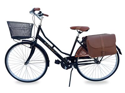 Vélo De Ville Vintage Femme 26 Pouces MADICKS, Avec Panier En Osier Et Sac, Bici Città