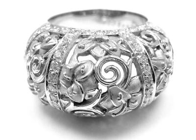 New! Authentic Carrera Y Carrera Taj Mahal 18k White Gold Diamond Ring Cert.