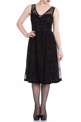 hell bunny black lace dress Edith Lace Cut Out Midi Dress in Black by Hell Bunny 3X-Large
