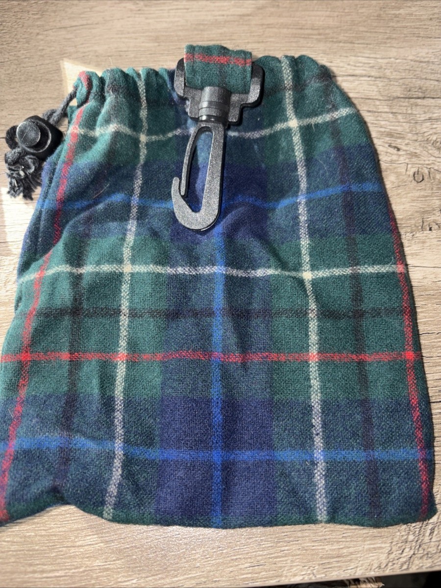 VINTAGE PENDLETON TAN PLAID 100% WOOL DRAWSTRING STORAGE 