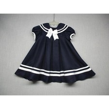 Rare Editions Navy Blue Nautical Pleated Classic Sailor Dress Girls Size 18M