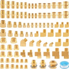 92Pcs Brass Pipe Fittings Assortment Kit NPT Adapter,Hex Nipple,Reducer Bushing