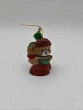 VTG CARING CRITTER Jasco TEDDY BEAR Chimer 3" Bell Christmas Ornament In Box