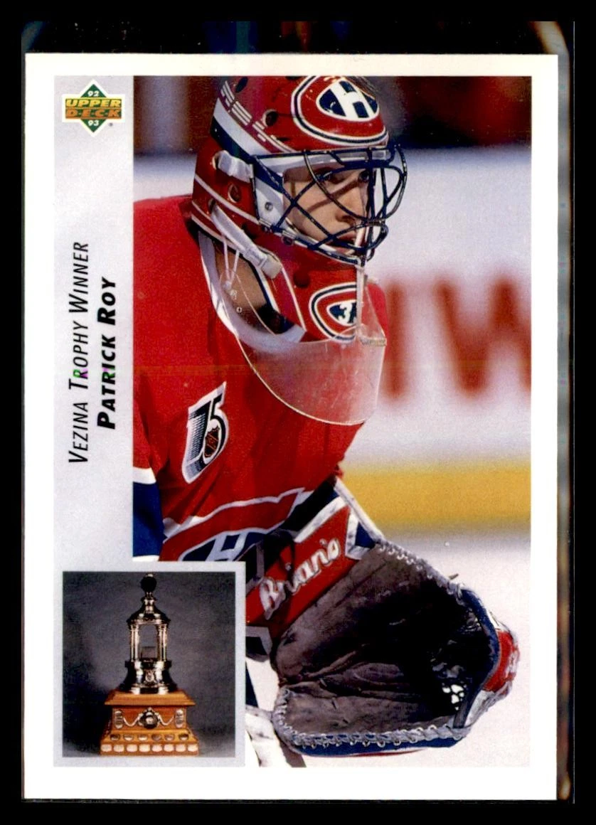 1992-93 Upper Deck #438 Patrick Roy Upper Deck Text and Logo Hologram Montrea...