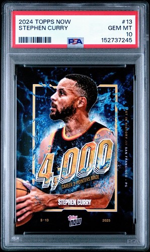 2024 TOPPS NOW STEPHEN CURRY #13 - 4000 CAREER 3-POINTERS - PSA 10!!
