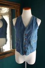 Vintage 90s Rosemary Denim Button Jean Vest Cottagecore Western Cowgirl Indie S