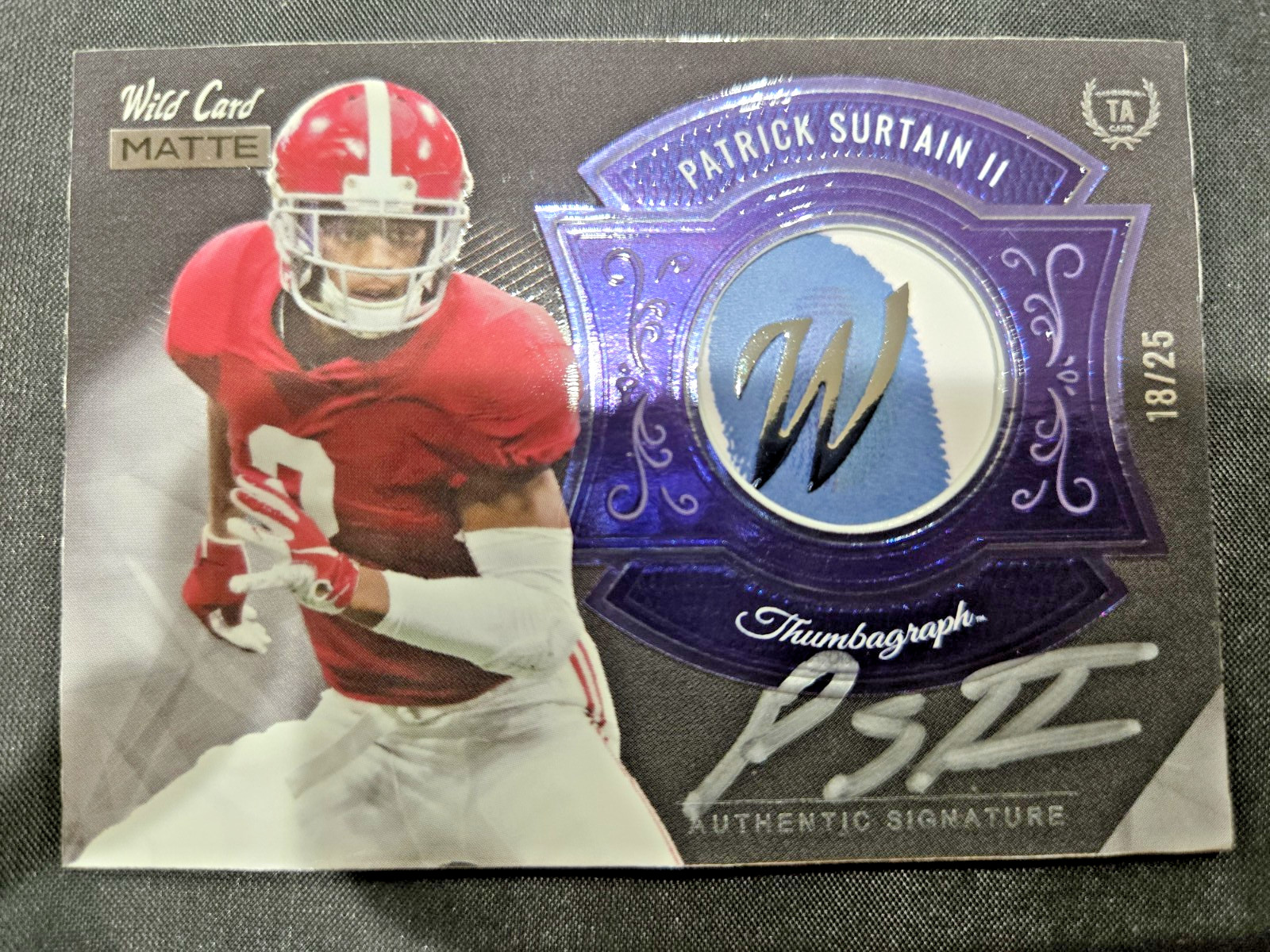 2021 PATRICK SURTAIN II WILD CARD ROOKIE THUMB AUTO CARD #MTA-14 #18/25 BRONCOS