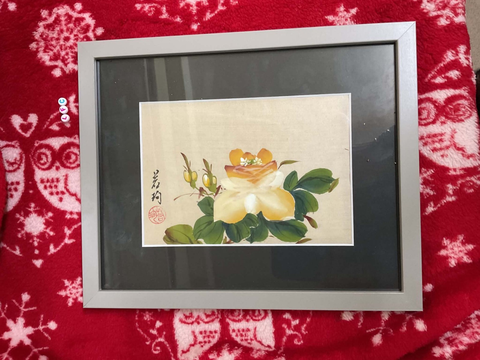 1946 Zhao Shao'ang Original Pintura Gouache sobre Seda Escuela Lingnan Arte Antiguo