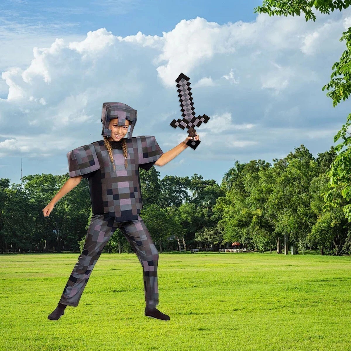 NEW Kids Minecraft Halloween Cosplay Costume Jumpsuit Fancy Dress Party Outfit image 6