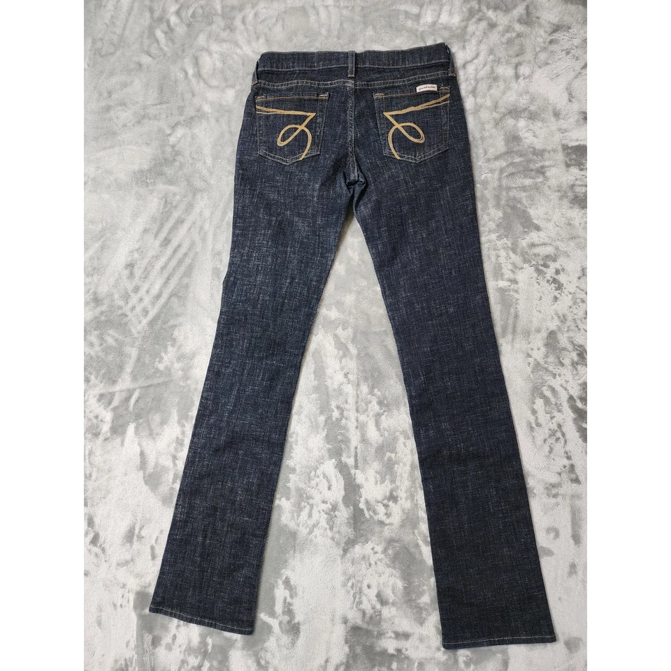 Pantalones de mezclilla vintage Y2K Just USA para mujer 7 jóvenes azul lavado oscuro tiro bajo pierna recta Foto 2 de 4