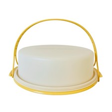 Tupperware Pie Or Cake Carrier With Handle Vintage 1970s Harvest Gold 719-1