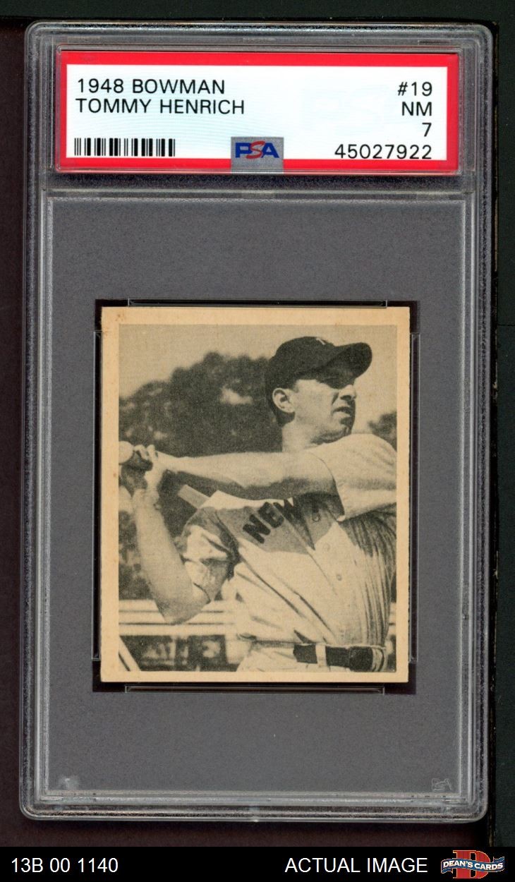 1948 Bowman #19 Tommy Henrich Yankees RC PSA 7 - NM