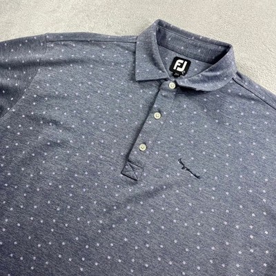 FootJoy Mens XXL Blue Heather Floral Micro Print Golf Polo Shirt Short Sleeve