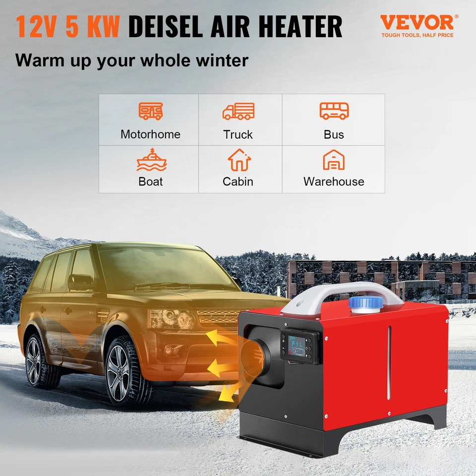 VEVOR Diesel Air Heater, Parking Heater, 5KW Truck Heater w/ LCD, Remote Control - Image 2 of 4