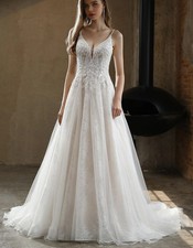 Romantic Wedding Dress Wedding Dress Custom Made 32-60 Straps Ivory Beads