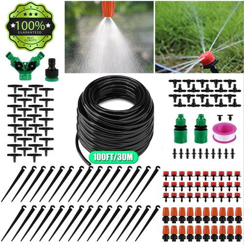 100ft Drip Irrigation Kit Garden Irrigation System Plant Watering Drip ...