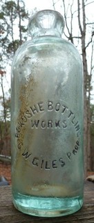 INDIAN TERRITORY HUTCHINSON BOTTLE Bokoshe B / W. G.W.Giles Prop. c.1900s #B33
