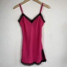 Vintage Express Slip Dress Size 6 Pink 100 Silk Mini Nighty Lingerie Y2K Fairy